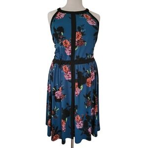 Torrid Teal Floral Halter Midi Dress High Neck Plus Size 5X